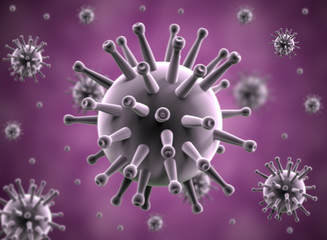 3d virus rendered, microscope illustration.