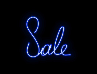 blue sale neon text signboard vector logo for design or illustration color