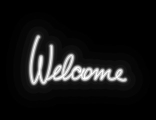 gray welcome  neon text signboard vector logo for design or illustration color