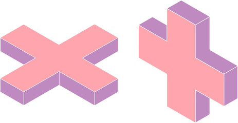 Obraz premium Pink 3D vector cross icon, logo, illustration