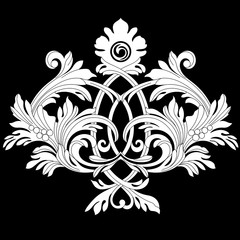 Vintage baroque scroll ornament engraving border floral retro pattern antique style acanthus foliage swirl decorative design element filigree calligraphy vector