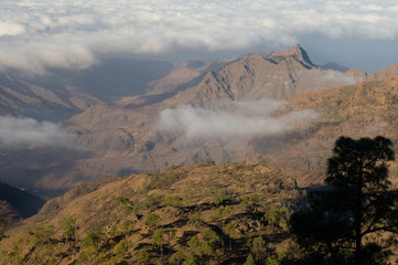 Integral Natural Reserve of Inagua and The Nublo Rural Park in the background. Gran Canaria. Canary Islands. Spain.