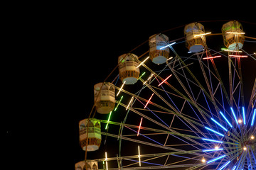 ferris wheel at night in india