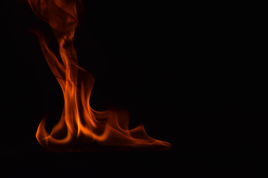 Close-up Of Bonfire Burning Against Black Background