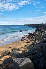 Rocks and Golden Sand at Skardsvik Beach