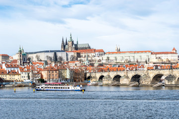 Naklejka na ściany i meble Charles Bridge over Vltava river in Prague.