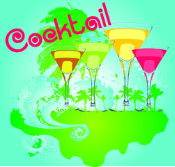 tropical coctail glasses graphic design vector art