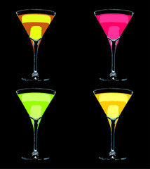tropical coctail glasses graphic design vector art