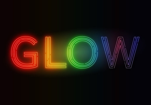 Rainbow Neon Glow Text Effect