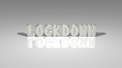 Text of LOCKDOWN rendered in 3D with light perspective and shadows, an image ideal for various applications