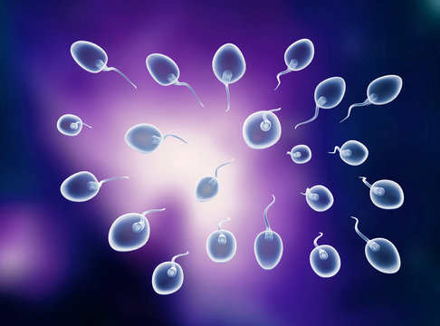 3d illustration of large number of sperm, storm of sperm reproductive cell.
