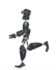 Fototapeta premium funny robot cartoon jogging in front in a white background