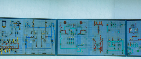 Control panel of the nuclear power plant. Close up.
