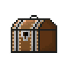 Pixel chest icon. 2d drawing. Front and side view. Vector graphic illustration. Isolated object on a white background. Isolate.