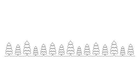 Continuous line drawing. Fir-tree. Christmas tree. Black isolated on white background. Hand drawn vector illustration. 