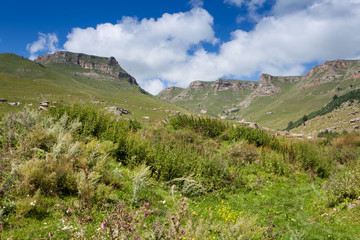 Abandoned village overlooking Mount Elbrus. Old house and amazing nature