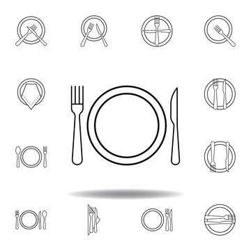 Start, table etiquette icon. Set can be used for web, logo, mobile app, UI, UX on white background