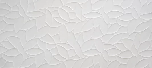 Deurstickers Hal Witte geometrische bladeren 3d tegels textuur Achtergrond banner panorama