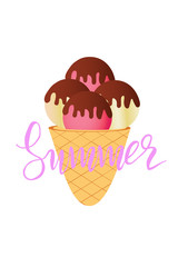 Ice cream icons set on a white background. Cartoon design, realistic