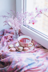 still life by the window top view