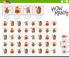 how many animal characters counting game