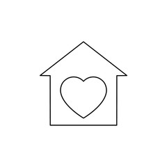 Voluntary center vector illustration isolated on white background. Heart in the house. Charity, donation icon.