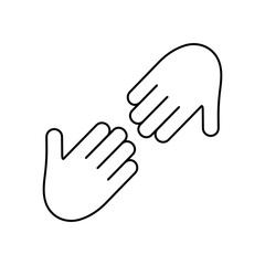 Hands symbolizing a team or teamwork flat icon for business, inclusion concept, love concept isolated on white background