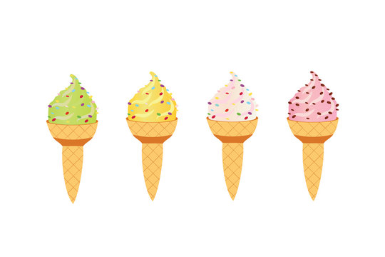  Ice cream icons set. Cartoon design, realistic. Set ice cream icons on a white background. Vector illustration.