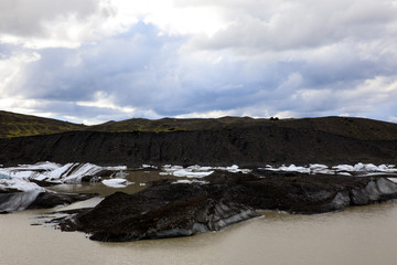Skaftafell / Iceland - August 18, 2017: Skaftafellsjokull glacier view with ice formation, Iceland, Europe