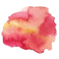 Abstract painted watercolor bright blot on white background.