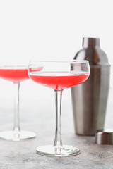 Pink Raspberry Cocktail in drink glass