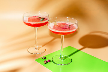 Pink Raspberry Cocktail in drink glass