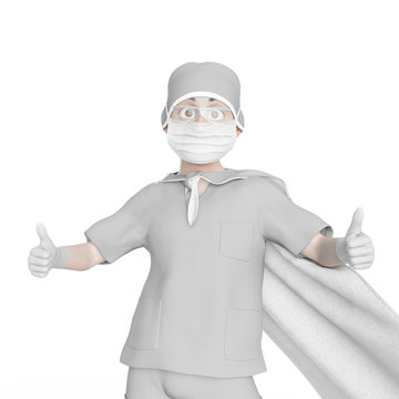 super doctor cartoon everything is ok in white background
