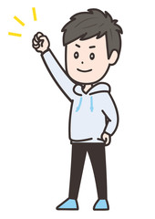 決意する男性　ポーズ　イラスト