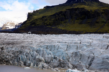 Skaftafell / Iceland - August 18, 2017: Skaftafellsjokull glacier view with ice formation, Iceland, Europe