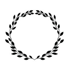 Black laurel wreath. Vector monogram frame. Vine leaf floral ornament for cards and invitations. 