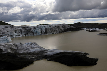 Skaftafell / Iceland - August 18, 2017: Skaftafellsjokull glacier view with ice formation, Iceland, Europe