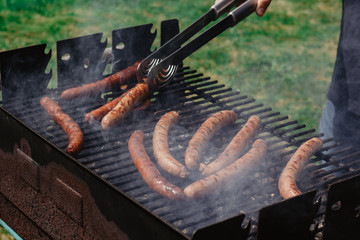 the fire on the barbecue