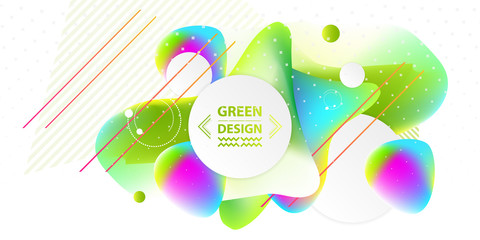 Banner summer ecology white background poster triangle vector futuristic light minimal geometric. Green and yellow lines and points gradient natural