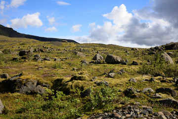Skaftafell / Iceland - August 18, 2017: Landscape near Skaftafellsjokull glacier, Iceland, Europe