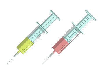 two syringes with virus vaccine or medicine