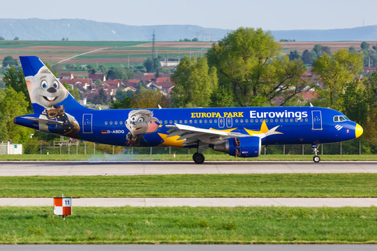 Eurowings Airbus A320 airplane Stuttgart airport Europa Park special colors