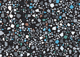 Abstract vector terrazzo seamless pattern for textile design. Vintage fashion illustration. Bright pastel color