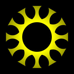 cov sars 2 - coronavirus icon sign symbol, yellow gradient outline flat - vector