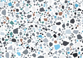 Abstract flat terrazzo seamless for textile, floor tile design. Seamless background pattern. Vector vintage fashion illustration.