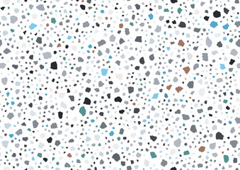 Abstract flat terrazzo seamless for textile, floor tile design. Seamless background pattern. Vector vintage fashion illustration.