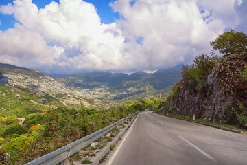Road trip through the Balkans. Autumn mountain landscape. Dinaric Alps, Montenegro, Sitnica region