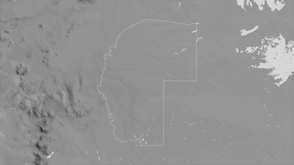 Omaheke, Namibia - outlined. Grayscale
