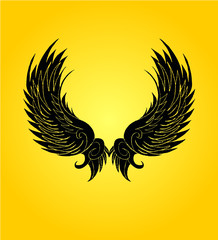 Hand drawing tattoo tribal wing shape graphic design vector art