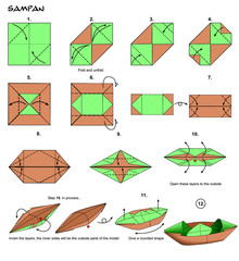 Origami ship diagram chinese boat sampan instructions